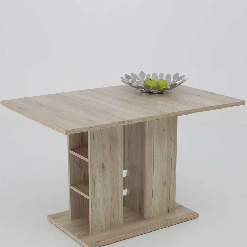 Wohnen Ausziehbarer Esstisch mit Säulengestell Regal - Casbella