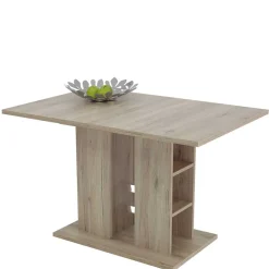 Wohnen Ausziehbarer Esstisch mit Säulengestell Regal - Casbella