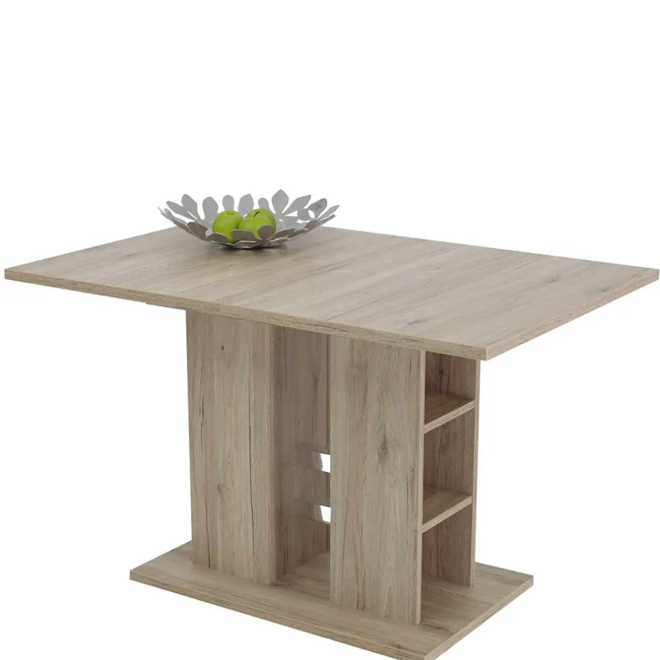 Wohnen Ausziehbarer Esstisch mit Säulengestell Regal - Casbella