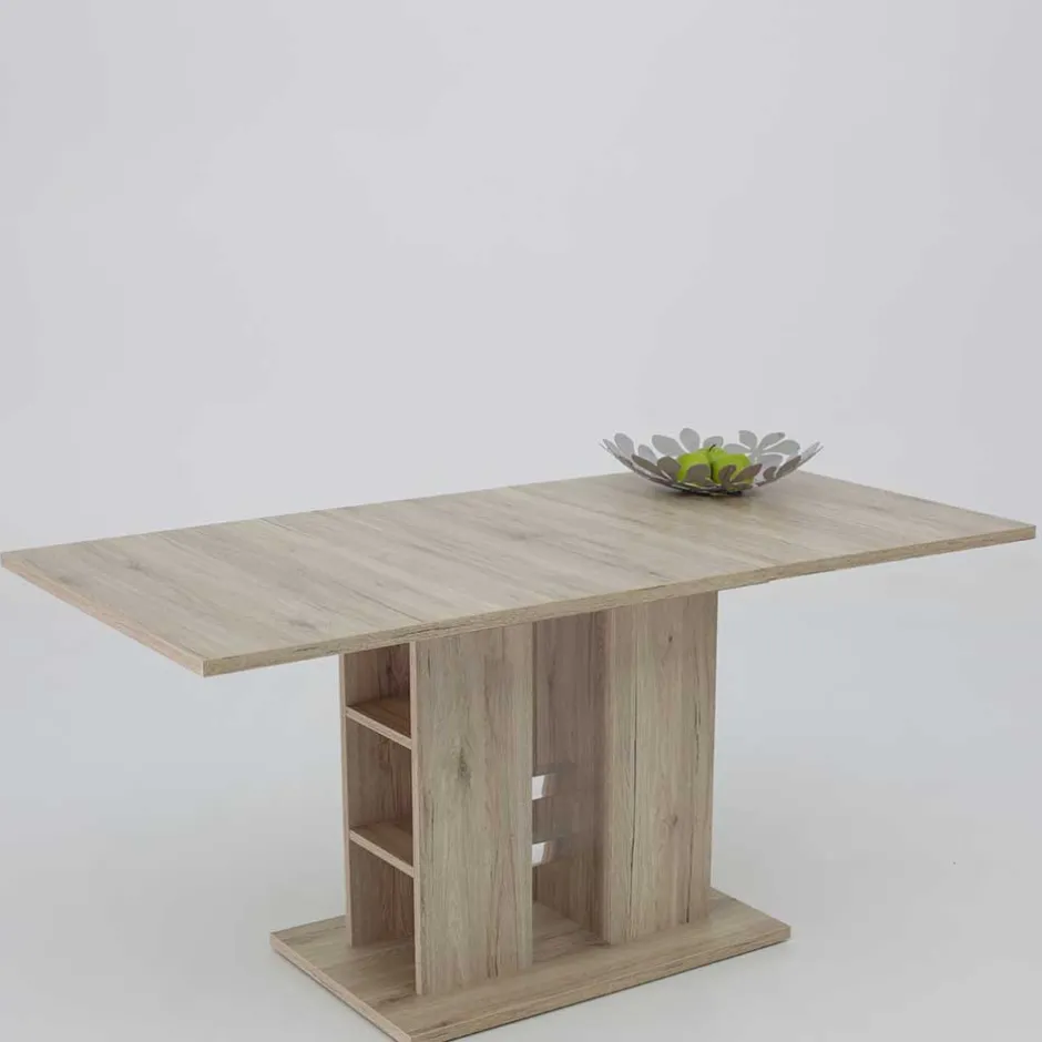 Wohnen Ausziehbarer Esstisch mit Säulengestell Regal - Casbella