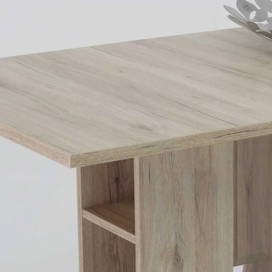 Wohnen Ausziehbarer Esstisch mit Säulengestell Regal - Casbella