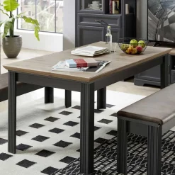 Wohnen Ausziehbarer Landhaustisch in Dunkelgrau - Thumbs