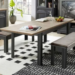 Wohnen Ausziehbarer Landhaustisch in Dunkelgrau - Thumbs