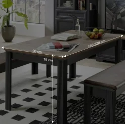 Wohnen Ausziehbarer Landhaustisch in Dunkelgrau - Thumbs