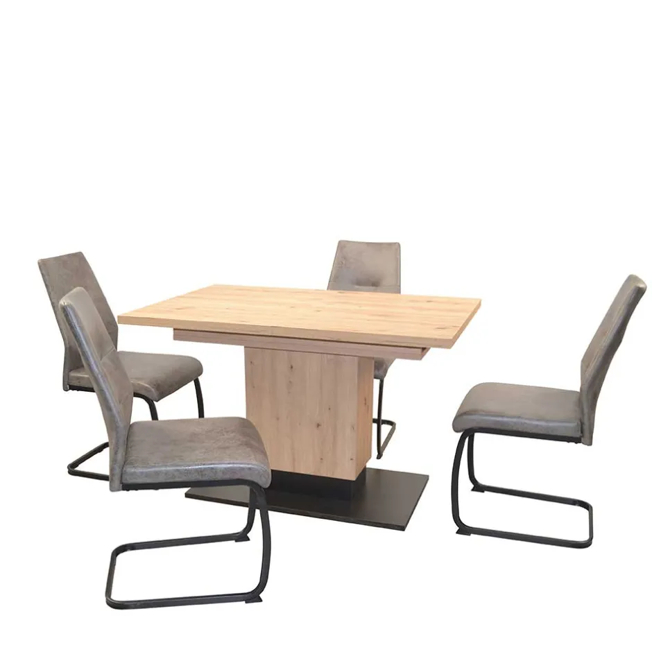 Wohnen Ausziehbarer Säulentisch & Stühle - Vendelyn (fünfteilig)