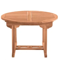 Wohnen Ausziehbarer Teakholz Gartentisch rund oval - Klahuma