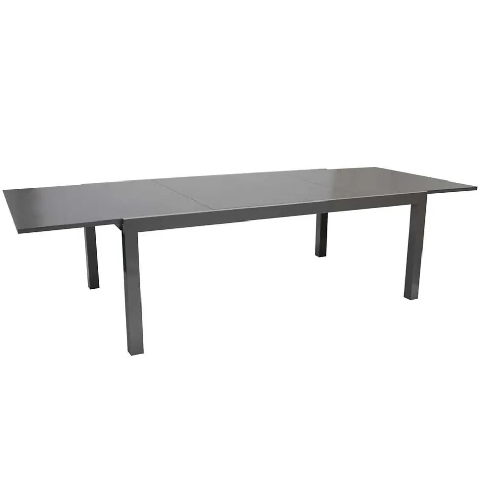 Wohnen Ausziehbarer Tisch für Garten Bennus mit Glasplatte Grau
