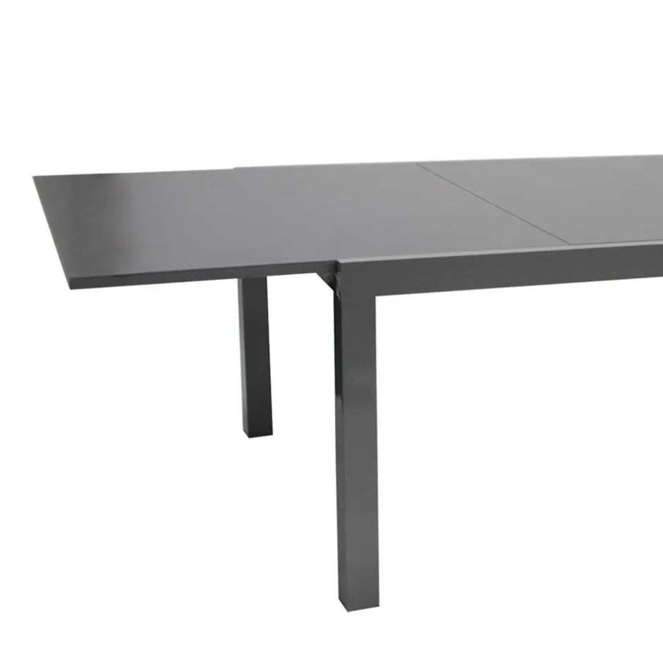 Wohnen Ausziehbarer Tisch für Garten Bennus mit Glasplatte Grau