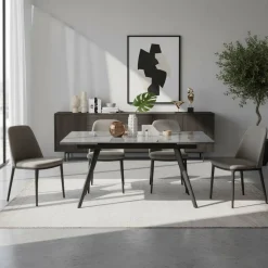 Wohnen Ausziehbarer Tisch in Hellgrau Marmoroptik - Beluah