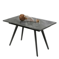 Wohnen Ausziehbarer Tisch in Hellgrau Marmoroptik - Beluah