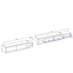 Wohnen Ausziehbares TV Lowboard in Weiß Hochglanz - Milvara