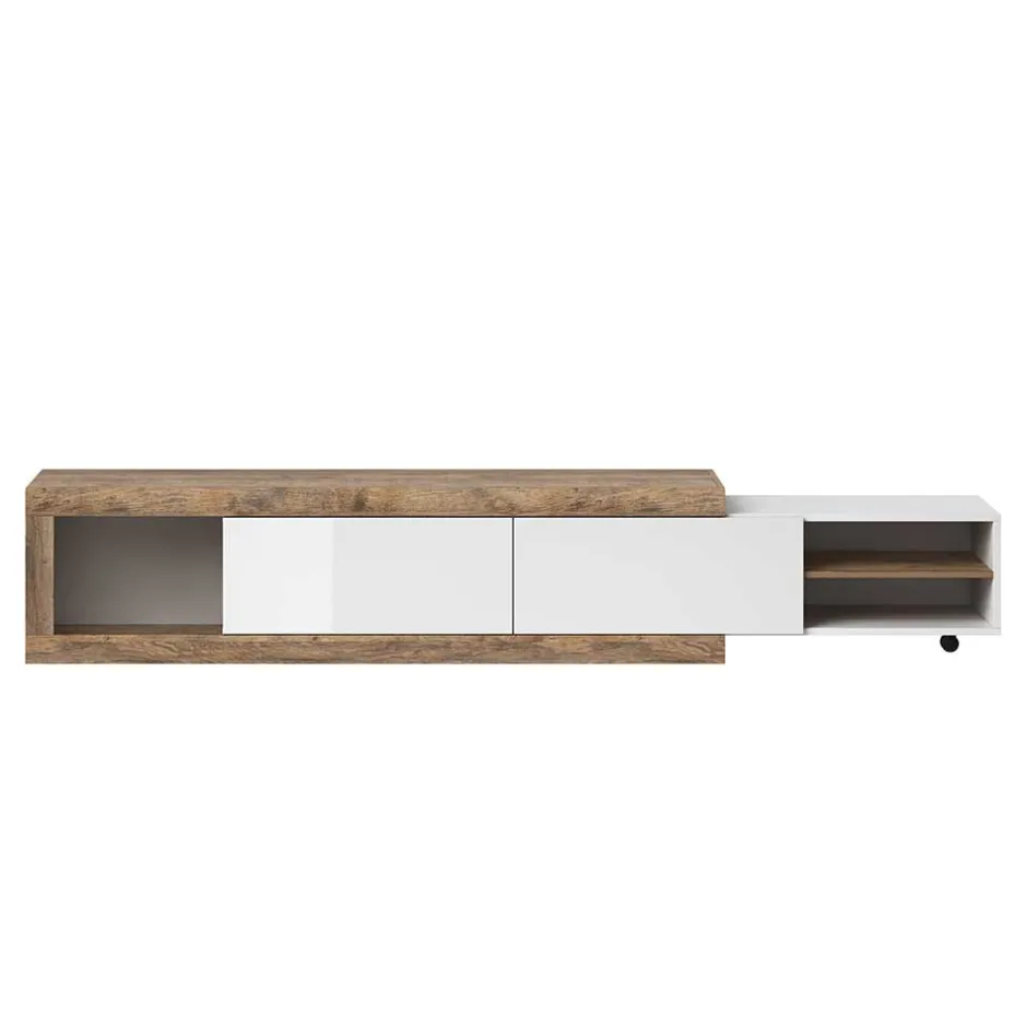 Wohnen Ausziehbares TV Lowboard in Weiß Hochglanz - Milvara