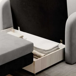 Wohnen Ausziehsofa in Hellgrau Veloursbezug - Mocart