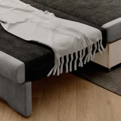 Wohnen Ausziehsofa in Hellgrau Veloursbezug - Mocart