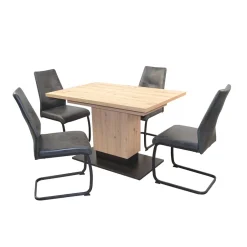 Wohnen Ausziehtisch & Schwingstühle Set - Gedeon (fünfteilig)