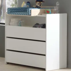 Kinder Wohnen Babybett & Wickelkommode & Kleiderschrank - Mauricia (dreiteilig)