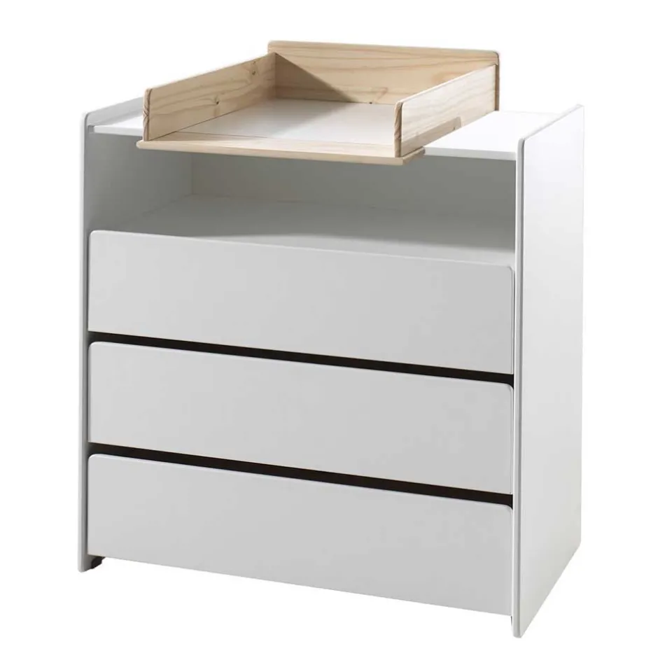 Kinder Wohnen Babybett & Wickelkommode & Kleiderschrank - Mauricia (dreiteilig)