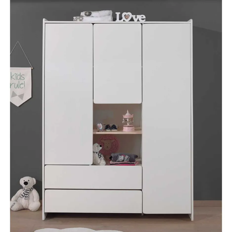 Kinder Wohnen Babybett & Wickelkommode & Kleiderschrank - Mauricia (dreiteilig)