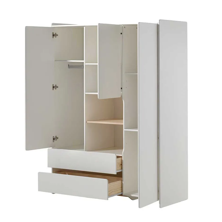 Kinder Wohnen Babybett & Wickelkommode & Kleiderschrank - Mauricia (dreiteilig)