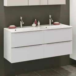 Bad 2 Becken Waschtisch in Weiß - Livendas^Wohnen