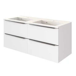 Bad 2 Becken Waschtisch in Weiß - Livendas^Wohnen