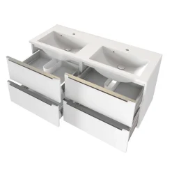 Bad 2 Becken Waschtisch in Weiß - Livendas^Wohnen