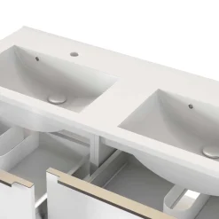 Bad 2 Becken Waschtisch in Weiß - Livendas^Wohnen