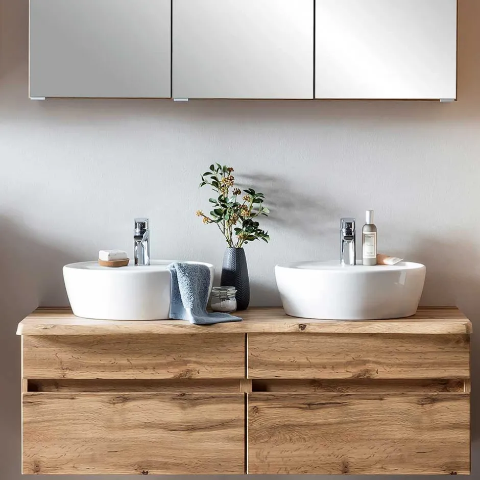 Wohnen Bad Doppel-Waschplatz in Wildeiche Baumkante - Drumias