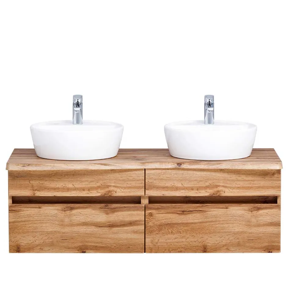 Wohnen Bad Doppel-Waschplatz in Wildeiche Baumkante - Drumias