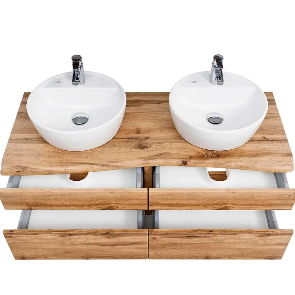 Wohnen Bad Doppel-Waschplatz in Wildeiche Baumkante - Drumias