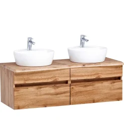 Wohnen Bad Doppel-Waschplatz in Wildeiche Baumkante - Drumias