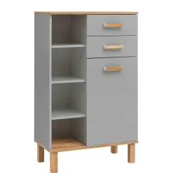 Bad Highboard in Platingrau und Eiche - Nienzo^Wohnen Outlet