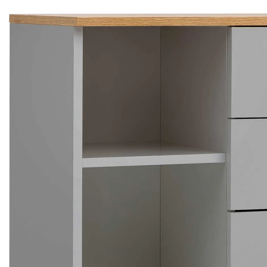 Bad Highboard in Platingrau und Eiche - Nienzo^Wohnen Outlet