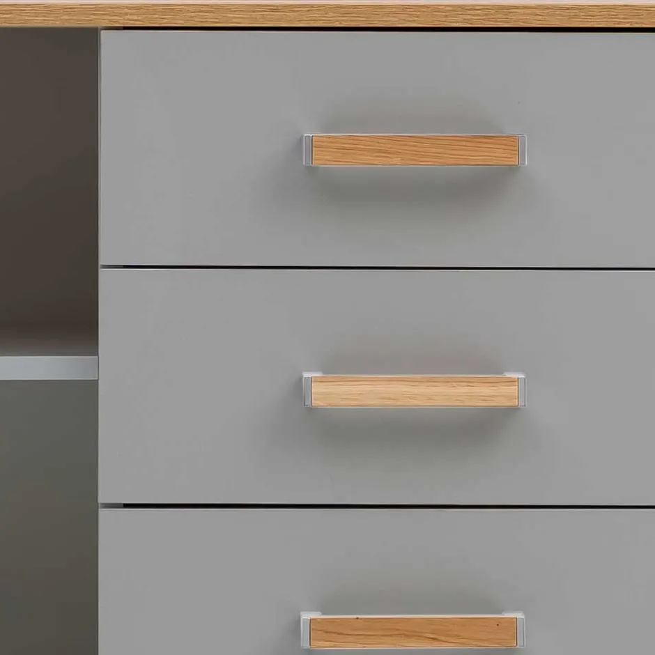 Bad Highboard in Platingrau und Eiche - Nienzo^Wohnen Outlet