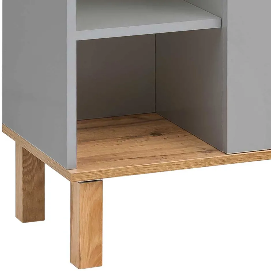 Bad Highboard in Platingrau und Eiche - Nienzo^Wohnen Outlet
