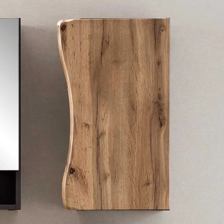 Wohnen Bad Hängeschrank in Baumkante Wildeiche Optik - Breznia