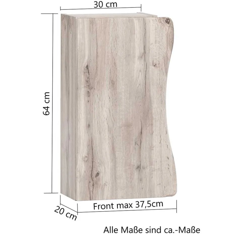 Wohnen Bad Hängeschrank in Baumkante Wildeiche Optik - Breznia