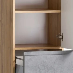 Bad Hochschrank in Beton & Holz Dekor - Mia^Wohnen Online