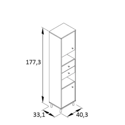 Wohnen Bad Hochschrank in Graugrün & Eiche - Vereny