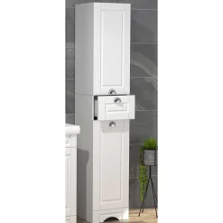 Bad Hochschrank in Weiß - 35x180x32 cm - Akira^Wohnen Discount