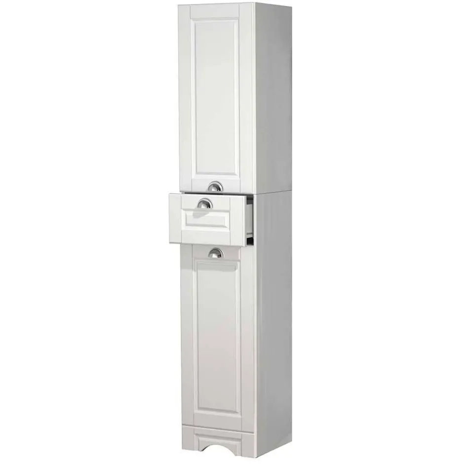 Bad Hochschrank in Weiß - 35x180x32 cm - Akira^Wohnen Discount