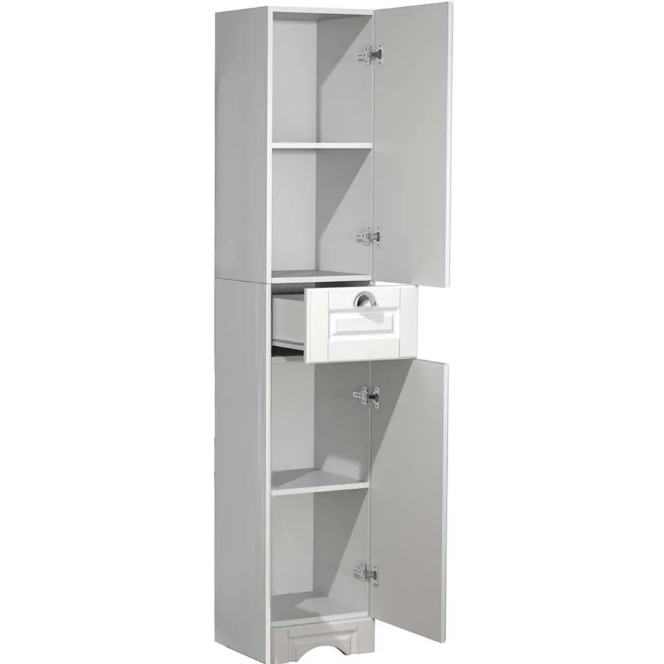 Bad Hochschrank in Weiß - 35x180x32 cm - Akira^Wohnen Discount