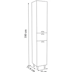 Bad Hochschrank in Weiß - 35x180x32 cm - Akira^Wohnen Discount