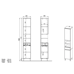 Wohnen Bad Hochschrank in Weiß Hochglanz - Loeesa