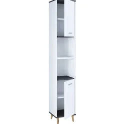 Wohnen Bad Hochschrank in Weiß und Anthrazit - Rondja