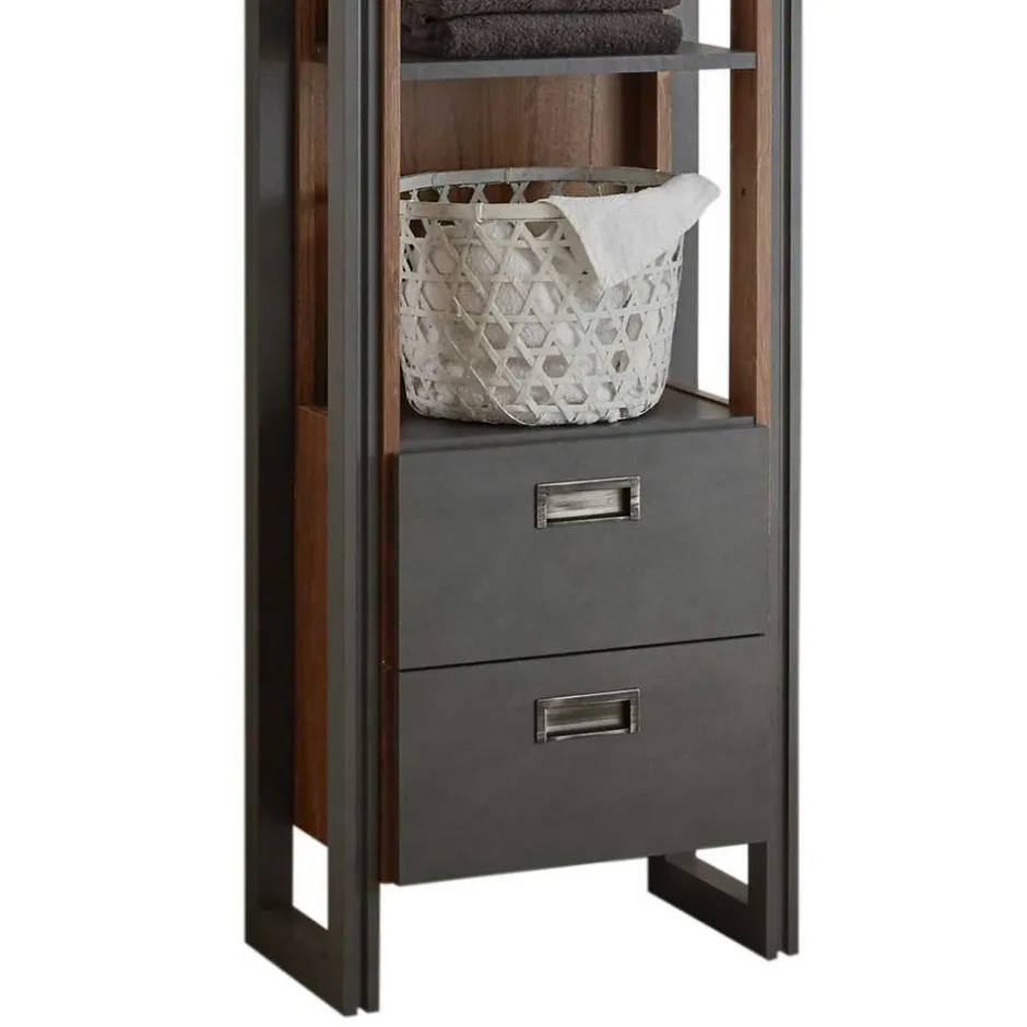 Bad Hochschrank Regal - 4 Fächer & 2 Schubladen - Forawas^Wohnen Sale