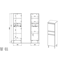 Wohnen Bad Midischrank in Weiß Hochglanz - Loeesa