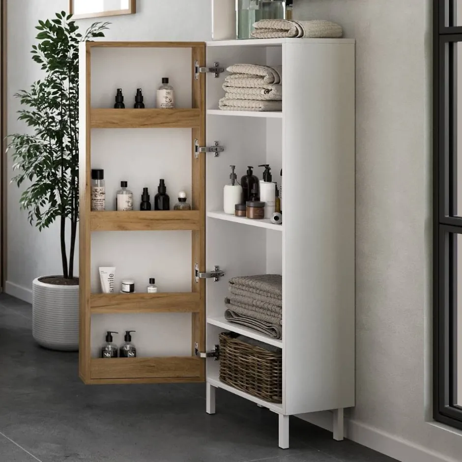 Bad Midischrank mit Ablagen in der Tür - Nadals^Wohnen New