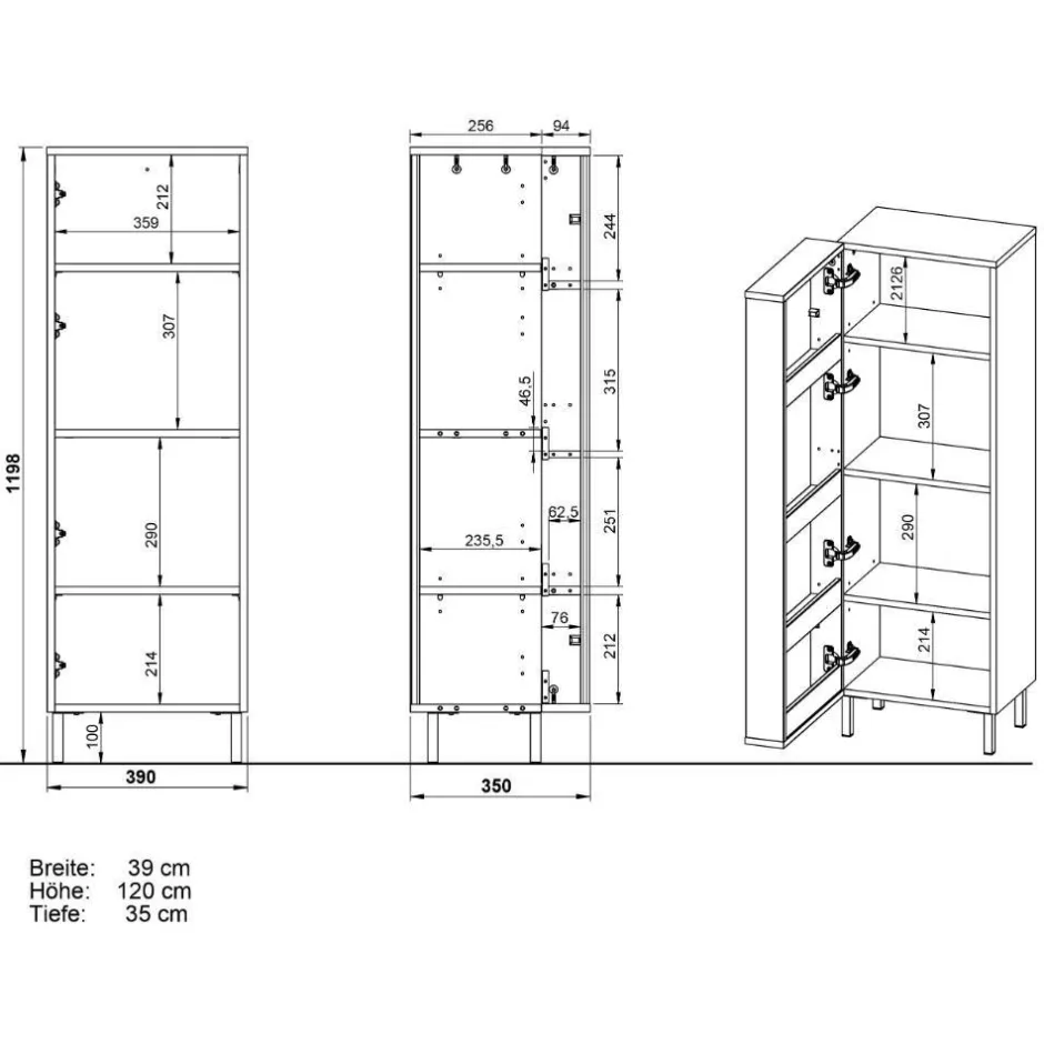 Bad Midischrank mit Ablagen in der Tür - Nadals^Wohnen New