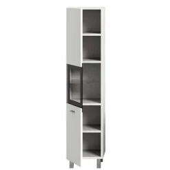 Wohnen Bad Midischrank mit Glaseinsatz in Weiß - Harmone